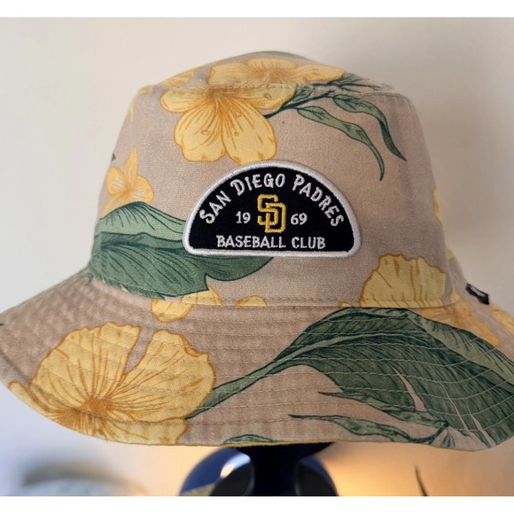 NWT San Diego Padres '47 Oatmeal Floral Tropical Bucket Hat Baseball MLB OSFA - Picture 1 of 7